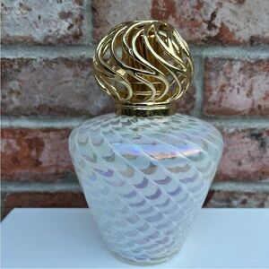 Home and Garden Party Oil Burning Fragrance Diffuser White Iridescent Glass